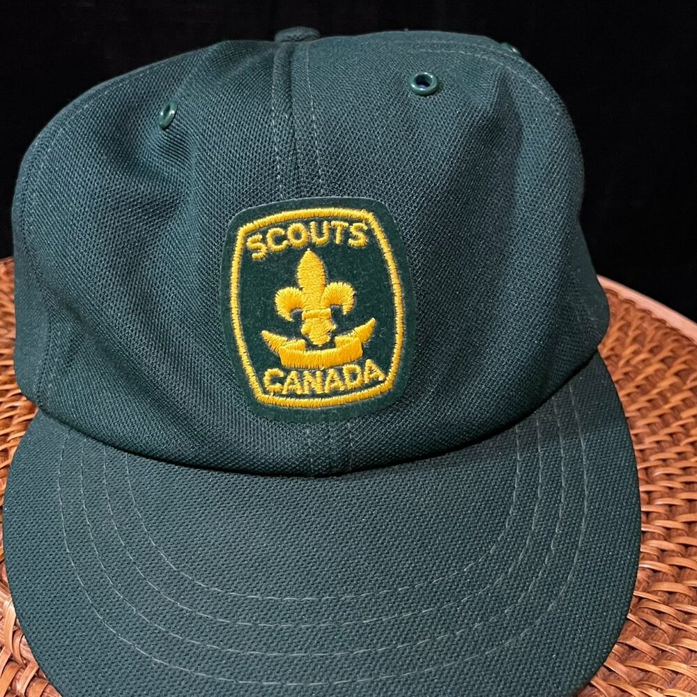 Vintage 1950s Boy Scouts Leather Belt & Canadian Snapback Hat Bundle Set